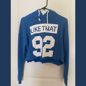 Forever 21 Blue Cropped Hoodie